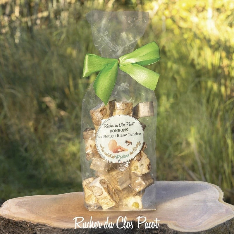 Bonbons de Nougat Blanc Tendre en Sachet - Miel Pollen Sucy